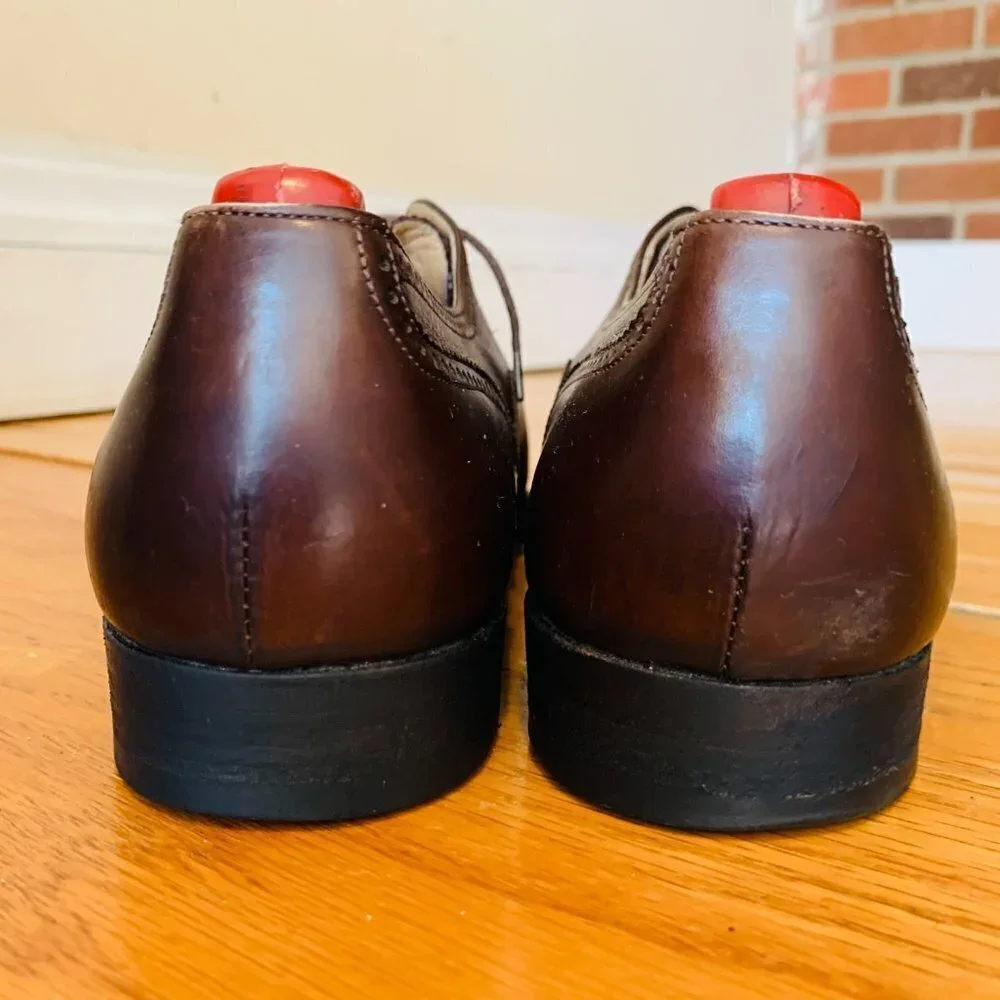 M By Bruno Magli Leather Cap Toe Oxford Men's Shoes Made In Italy